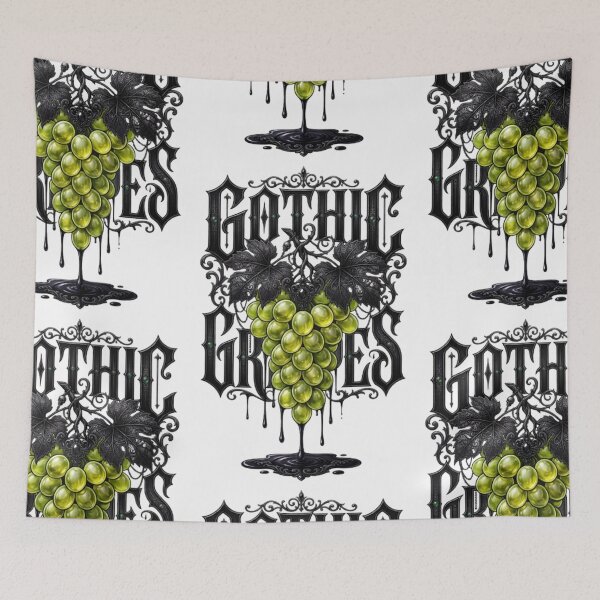 Item preview, Gothic Grapes – Victorian Filigree & Vibrant Green Dark Botanical Illustration designed and sold by Antik by Schulz.