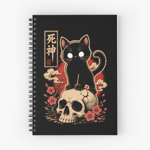 Item preview, Mystical black cat on a skull with cherry blossoms halloween designed and sold by rafaeltto.