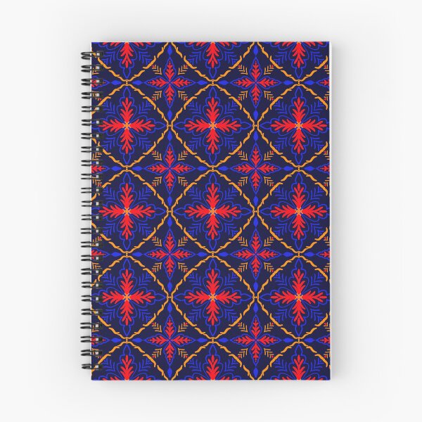 Item preview, Luxury Seamless Geometric Floral Pattern with Ornamental Folk Motifs on Dark Blue Background designed and sold by AjjimaJKM.