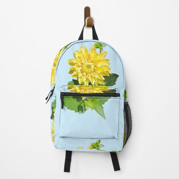 Item preview, Dahlia Gelber Vulcan Yellow For Bringing Positive Vibes and Strength To Oneself and The World Baby Blue Background designed and sold by BOKEbyTC.