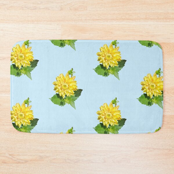 Item preview, Dahlia Gelber Vulcan Yellow For Bringing Positive Vibes and Strength To Oneself and The World Baby Blue Background designed and sold by BOKEbyTC.