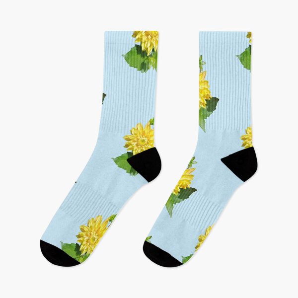 Item preview, Dahlia Gelber Vulcan Yellow For Bringing Positive Vibes and Strength To Oneself and The World Baby Blue Background designed and sold by BOKEbyTC.