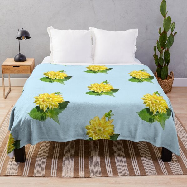 Item preview, Dahlia Gelber Vulcan Yellow For Bringing Positive Vibes and Strength To Oneself and The World Baby Blue Background designed and sold by BOKEbyTC.