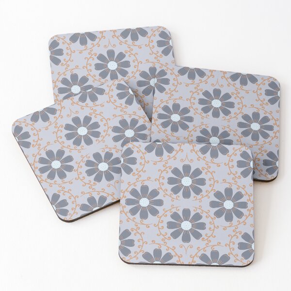 Item preview, Daisy Vine - Slate Blue and Caramel on Dusty Lilac designed and sold by artistmaria.
