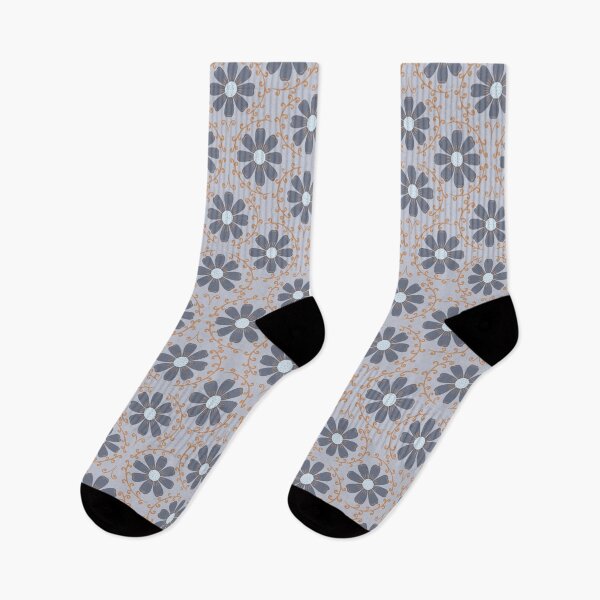 Item preview, Daisy Vine - Slate Blue and Caramel on Dusty Lilac designed and sold by artistmaria.