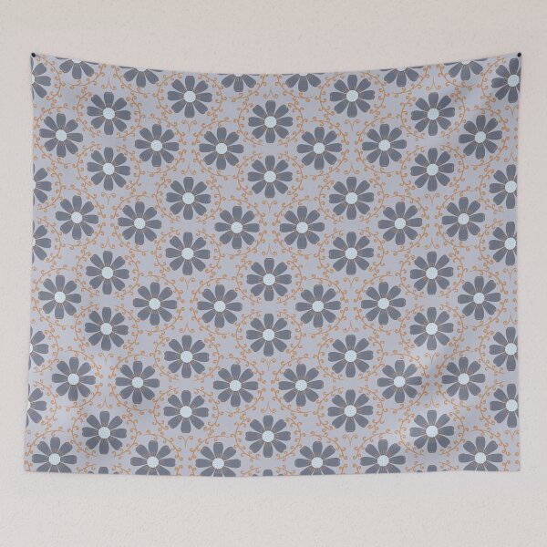 Item preview, Daisy Vine - Slate Blue and Caramel on Dusty Lilac designed and sold by artistmaria.