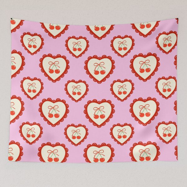 Item preview, Cherry Heart Retro Valentine Pattern designed and sold by jianina-alondra.