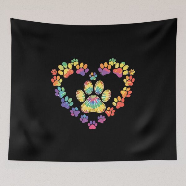 Item preview, Colorful Tie-Dye Paw Print Heart Art designed and sold by GiaoCalonas.