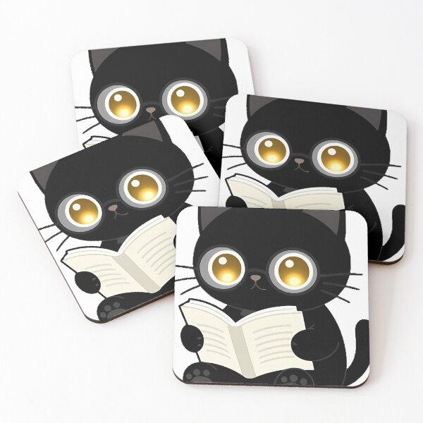 Item preview, Black Cat Reading an Open Book designed and sold by IllumeInk.