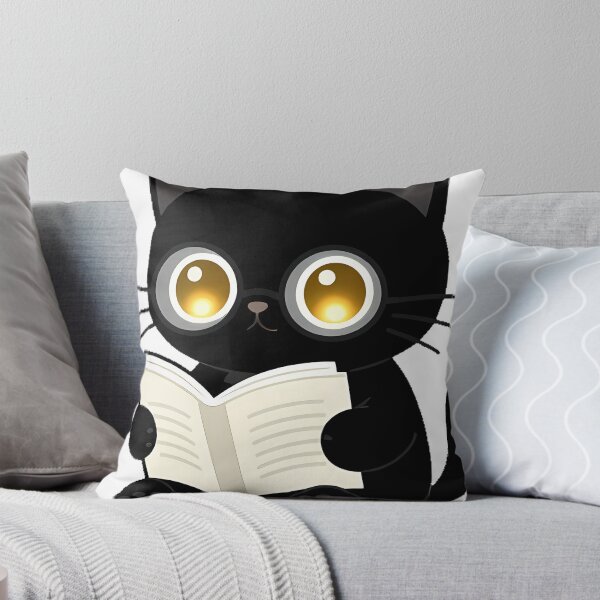 Item preview, Black Cat Reading an Open Book designed and sold by IllumeInk.
