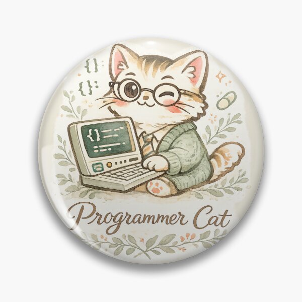 Item preview, Programmer Cat Vintage Retro Cartoon – 90s Developer Coding Nostalgic Gift designed and sold by SanaCreation13.