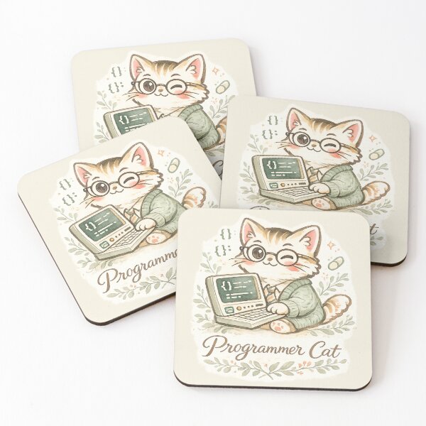 Item preview, Programmer Cat Vintage Retro Cartoon – 90s Developer Coding Nostalgic Gift designed and sold by SanaCreation13.