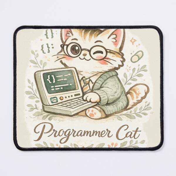 Item preview, Programmer Cat Vintage Retro Cartoon – 90s Developer Coding Nostalgic Gift designed and sold by SanaCreation13.