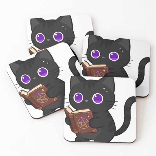 Item preview, Black Cat with Spellbook and Stars designed and sold by IllumeInk.