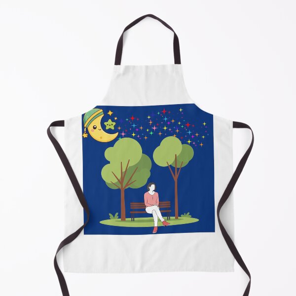 Item preview, Dreamy Moon Night Park Illustration | Cute Starry Sky Nature Art | Cozy Evening Wall Art designed and sold by Emanartstudio14.