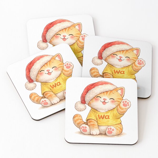 Item preview, Cute Orange Tabby Cat Wearing Santa Hat Watercolor Kawaii designed and sold by Wawa5656.