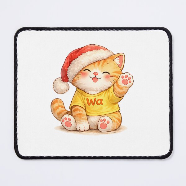 Item preview, Cute Orange Tabby Cat Wearing Santa Hat Watercolor Kawaii designed and sold by Wawa5656.