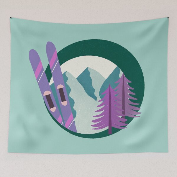Item preview, Retro Ski Badge - green and purple designed and sold by Home Cyn Home.