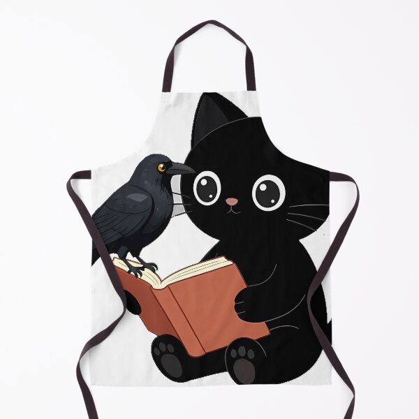 Item preview, Black Cat with Book and Raven Companion designed and sold by IllumeInk.
