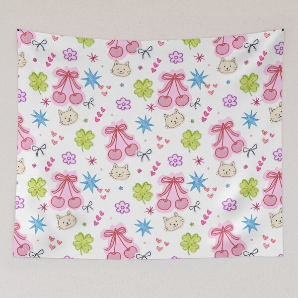 Item preview, Cute Cherry Cat Kawaii Pattern designed and sold by jianina-alondra.
