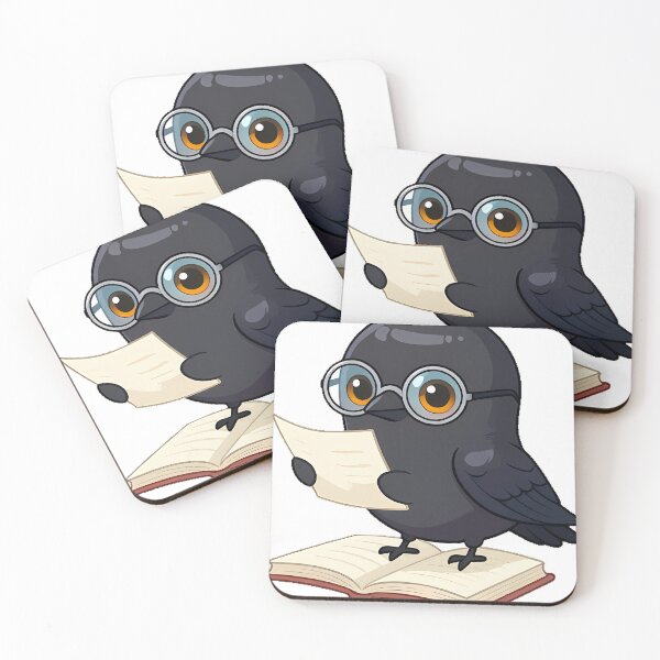 Item preview, Raven with Open Book and Reading Glasses designed and sold by IllumeInk.