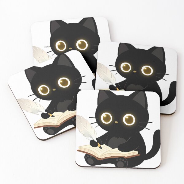 Item preview, Black Cat with Journal and Quill designed and sold by IllumeInk.