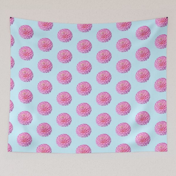 Item preview, Pink Pompon Dahlia Wizard Of Oz For Bringing Cuteness To Oneself and The World Baby Blue Background designed and sold by BOKEbyTC.