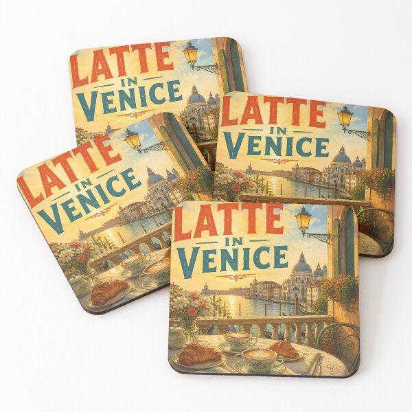 Item preview, Latte in Venice: Vintage-Style Painterly Travel Poster designed and sold by LSVart.