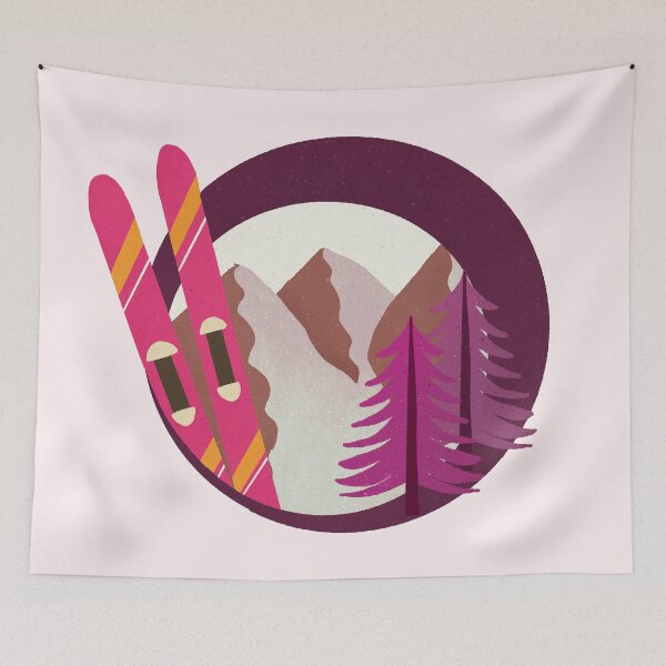 Item preview, Retro Ski Badge - magenta sepia designed and sold by Home Cyn Home.