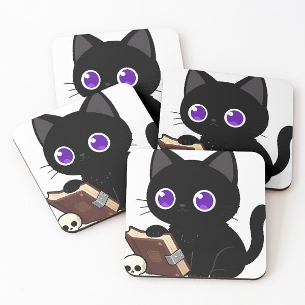 Item preview, Black Cat with Grimoire and Skull designed and sold by IllumeInk.