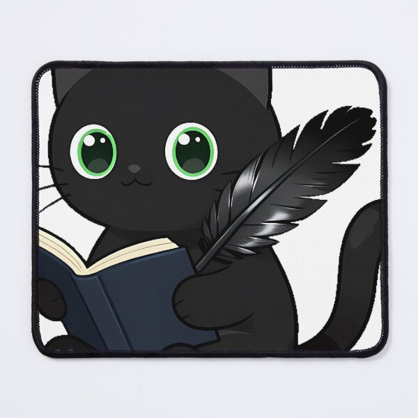 Item preview, Black Cat with Book and Raven Feather designed and sold by IllumeInk.