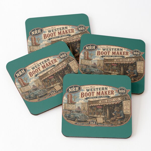 Item preview, Retro sign for a vintage western boot workshop designed and sold by Normandy Road Heritage.