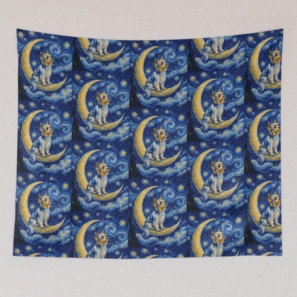Item preview, Funny Biewer Terrier Starry Night Painting Cute Moon Stars Mom Dad Kids designed and sold by FurryHavenPH.