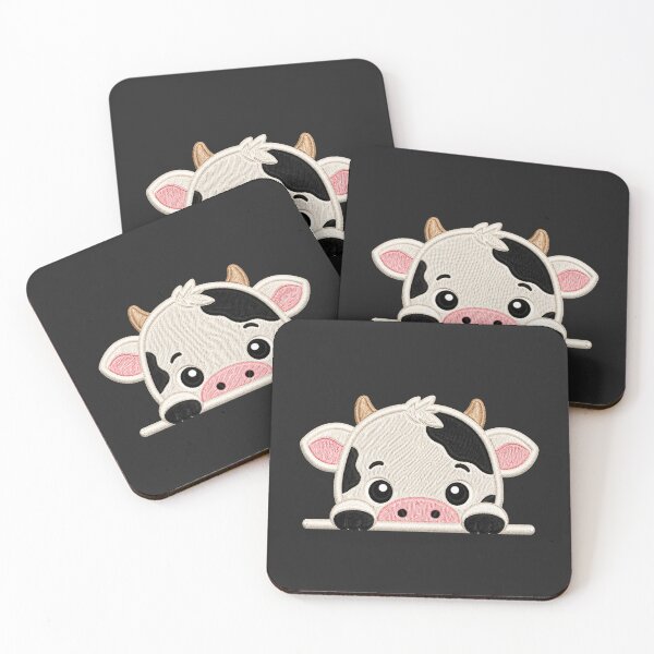 Item preview, Cute Baby Cow Peek Embroidery Illustration designed and sold by ColorSplash123.