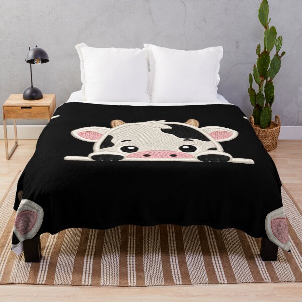 Item preview, Cute Baby Cow Peek Embroidery Illustration designed and sold by ColorSplash123.