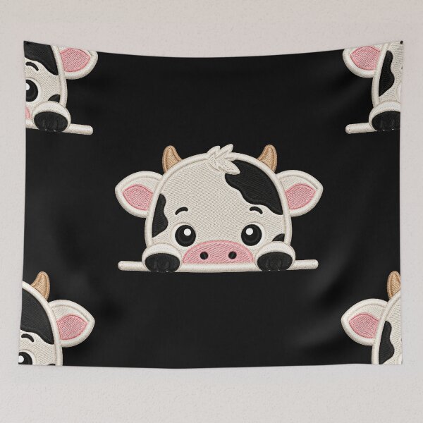 Item preview, Cute Baby Cow Peek Embroidery Illustration designed and sold by ColorSplash123.