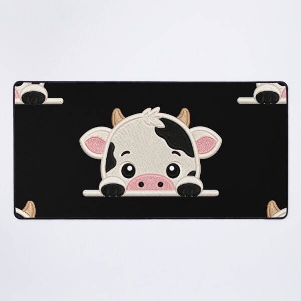 Item preview, Cute Baby Cow Peek Embroidery Illustration designed and sold by ColorSplash123.
