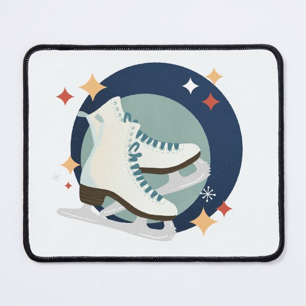 Item preview, Ice skates - blue and teal retro bubble badge designed and sold by Home Cyn Home.