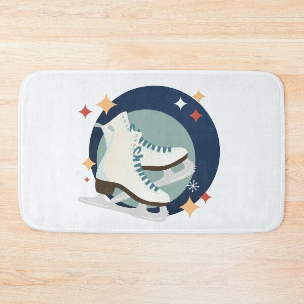 Item preview, Ice skates - blue and teal retro bubble badge designed and sold by Home Cyn Home.