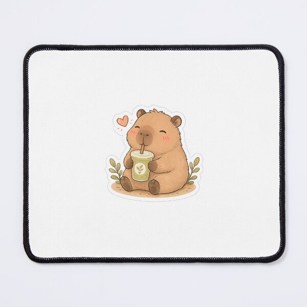 Item preview, Cute Capybara Drinking Matcha Sticker | Kawaii Cozy Capybara Illustration | Matcha Lover Gift designed and sold by Macie & Co. .