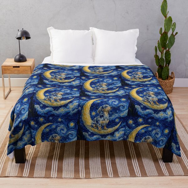Item preview, Funny Blue and Cream Dachshund Starry Night Painting Cute Moon Stars Mom Dad Kids designed and sold by FurryHavenPH.
