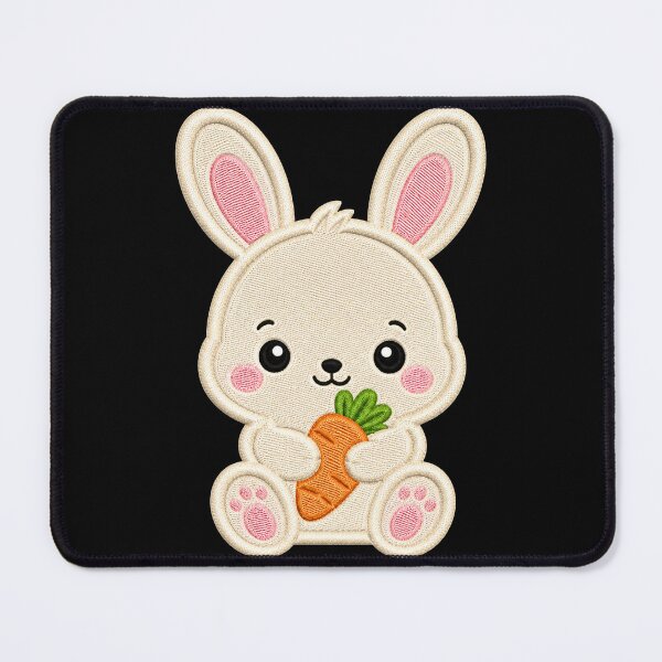 Item preview, Cute Baby Bunny Holding Carrot Embroidery Illustration designed and sold by ColorSplash123.