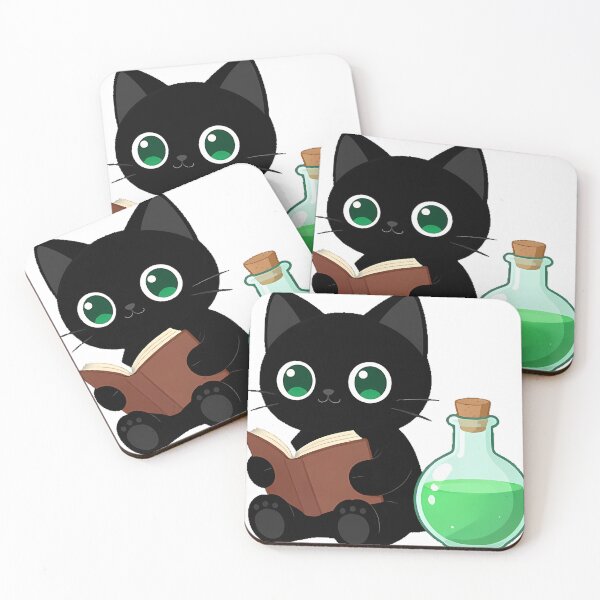 Item preview, Black Cat with Book and Potion designed and sold by IllumeInk.