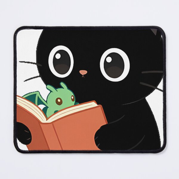 Item preview, Black Cat with Book and Baby Dragon designed and sold by IllumeInk.