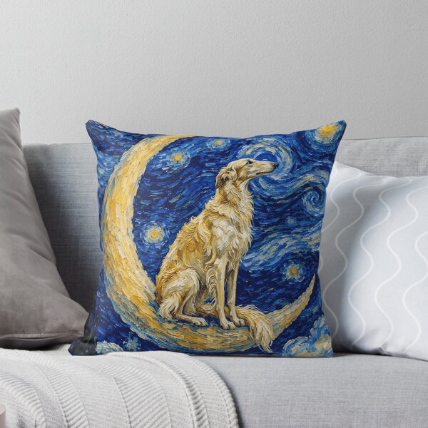 Item preview, Divertida pintura de Borzoi Noche estrellada Linda luna estrellas Mamá Papá Niños designed and sold by FurryHavenPH.