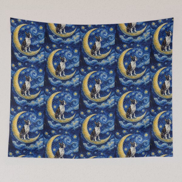 Item preview, Funny Boston Terrier Starry Night Painting Cute Moon Stars Mom Dad Kids designed and sold by FurryHavenPH.