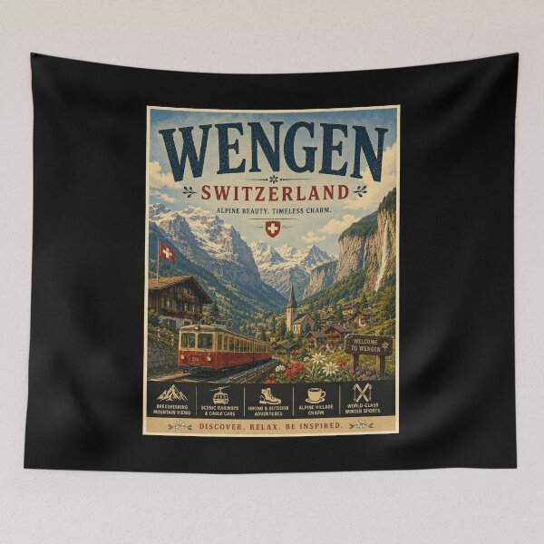 Item preview, Vintage Wengen - Switzerland Poster designed and sold by GoodOldVintage.