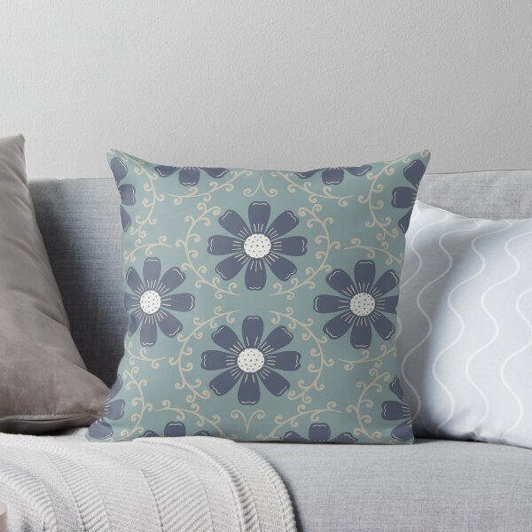 Item preview, Daisy Vine - Slate Blue and Cream on Muted Sage designed and sold by artistmaria.