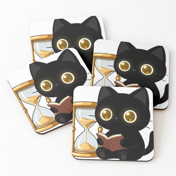 Item preview, Black Cat with Book and Hourglass designed and sold by IllumeInk.