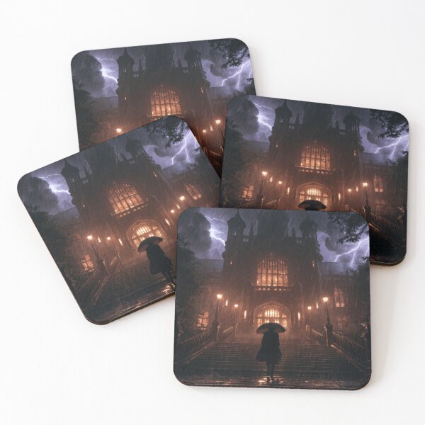 Item preview, Cozy library walking in the rain designed and sold by WilAugusta.